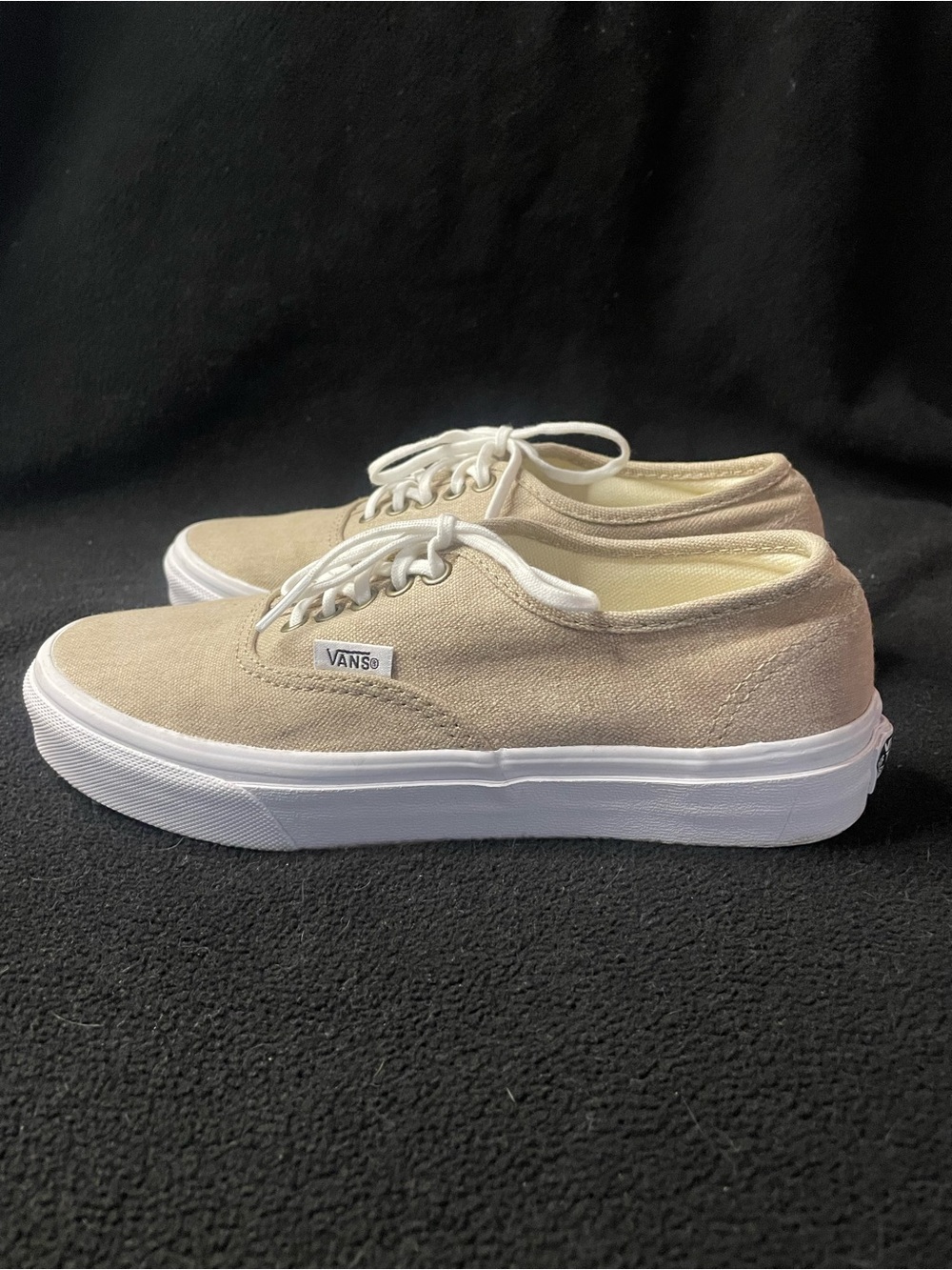 Vans Beige Canvas Low-Top Sneakers with White Sole